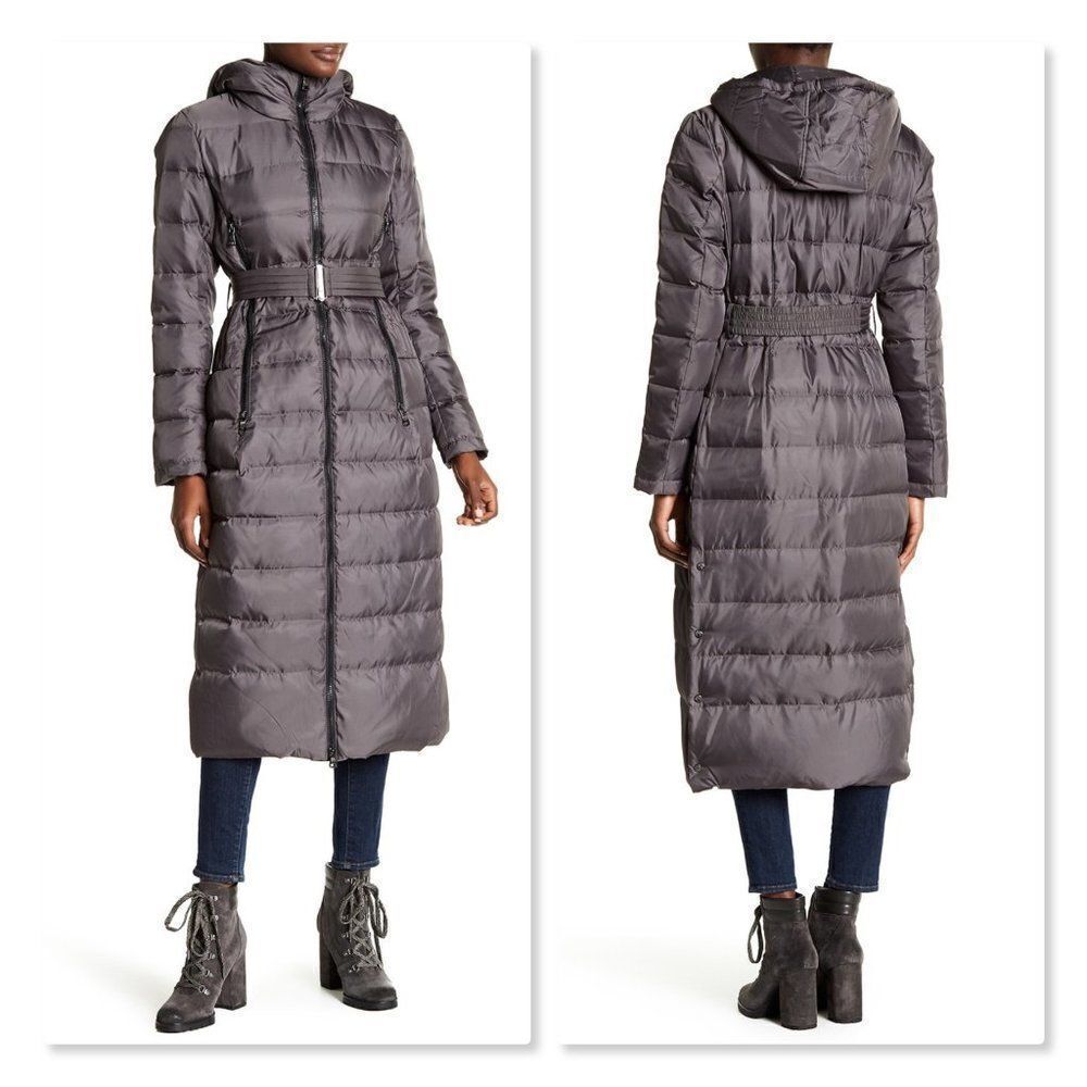 Vince Camuto Long Belted Down Coat sz XS.